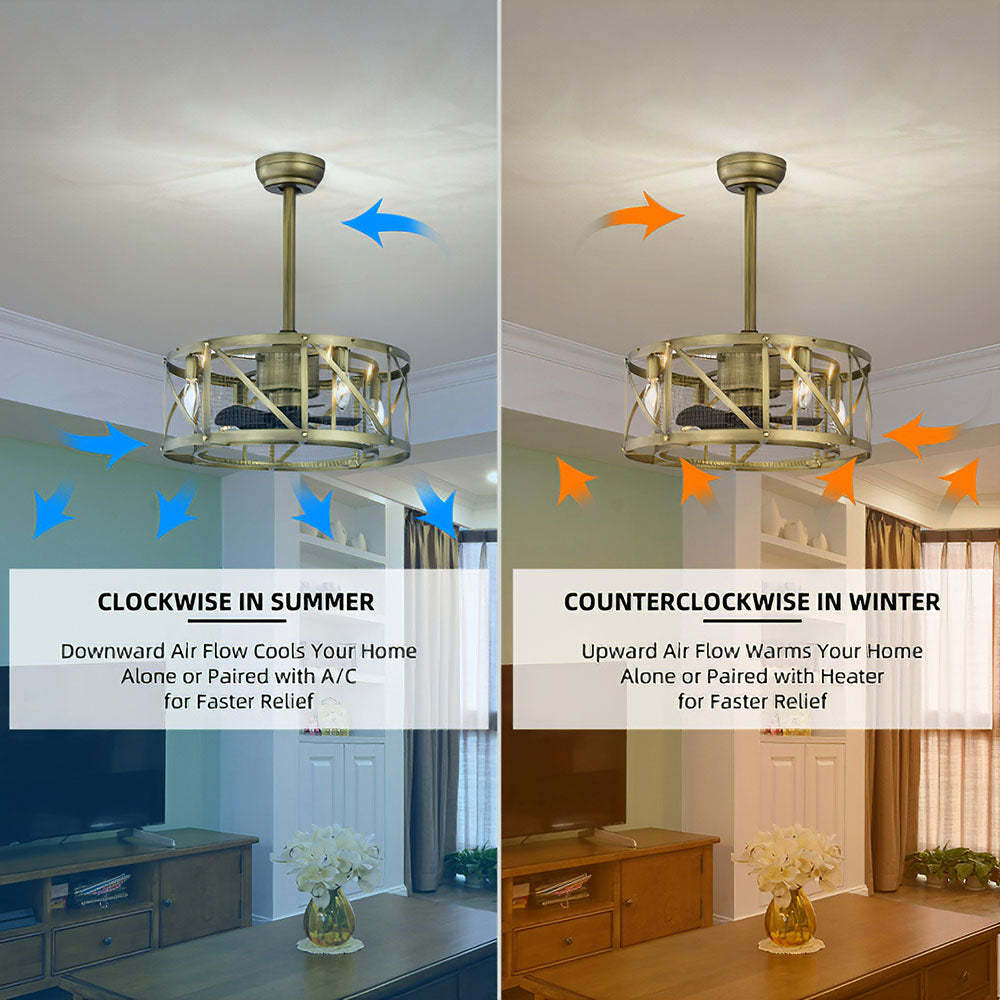 Contemporary Fancy Flush Living Room Ceiling Fan With Light And Remote -Homdiy