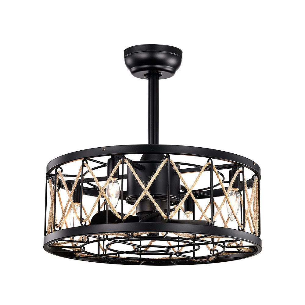 Industrial Semi Flush Living Room Ceiling Fan With Light And Remote -Homdiy