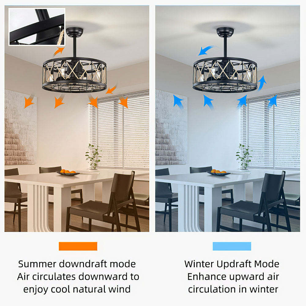 Industrial Semi Flush Living Room Ceiling Fan With Light And Remote -Homdiy
