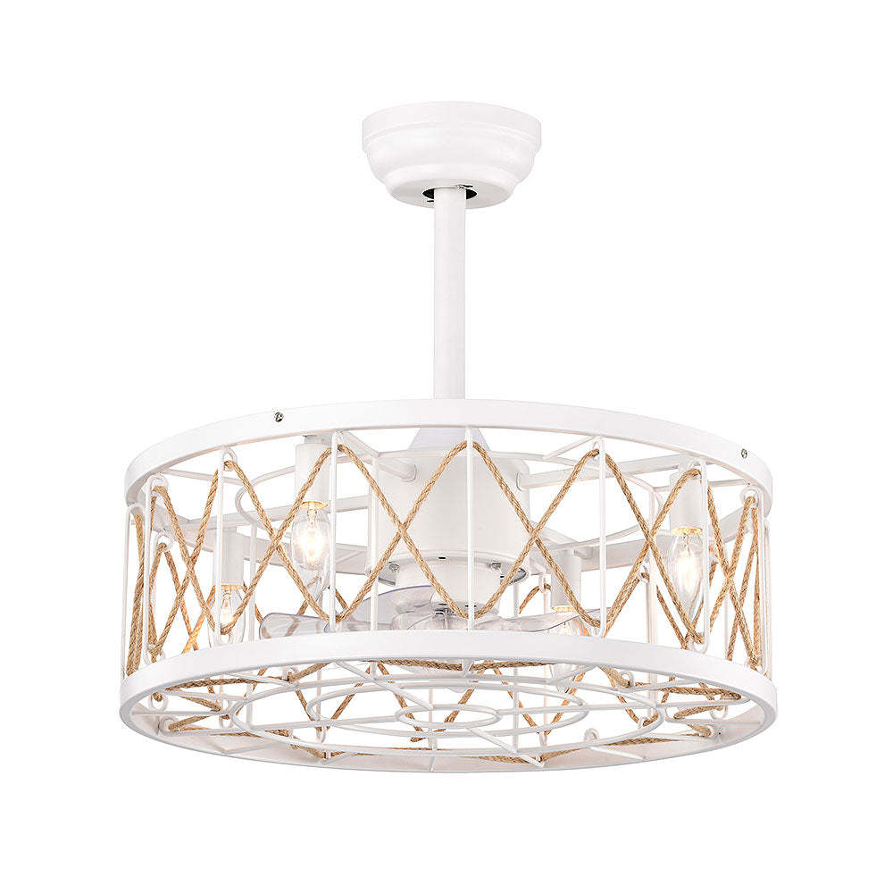 Industrial Semi Flush Living Room Ceiling Fan With Light And Remote -Homdiy