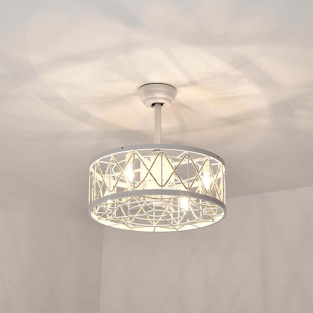 Industrial Semi Flush Living Room Ceiling Fan With Light And Remote -Homdiy