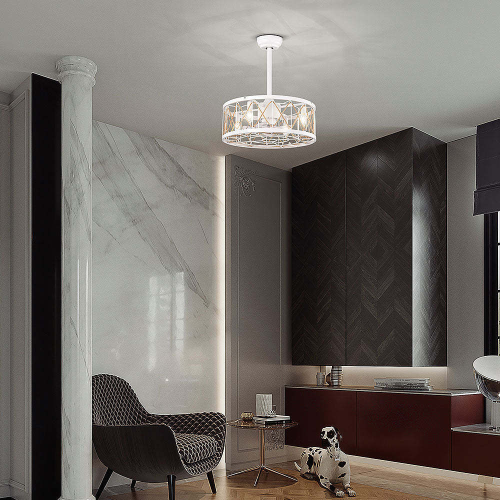 Industrial Semi Flush Living Room Ceiling Fan With Light And Remote -Homdiy