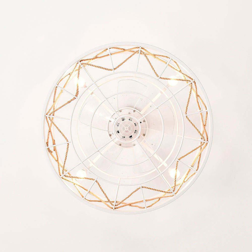 Industrial Semi Flush Living Room Ceiling Fan With Light And Remote -Homdiy