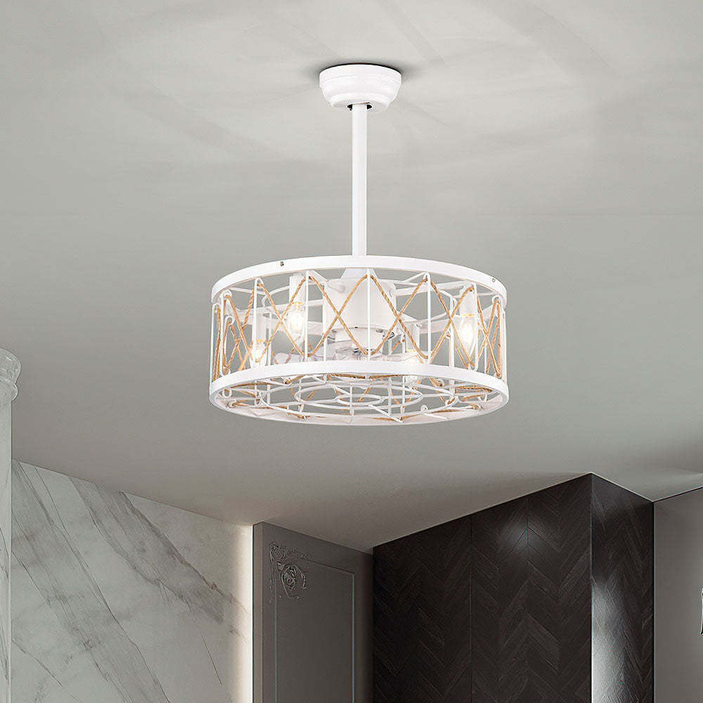 Industrial Semi Flush Living Room Ceiling Fan With Light And Remote -Homdiy