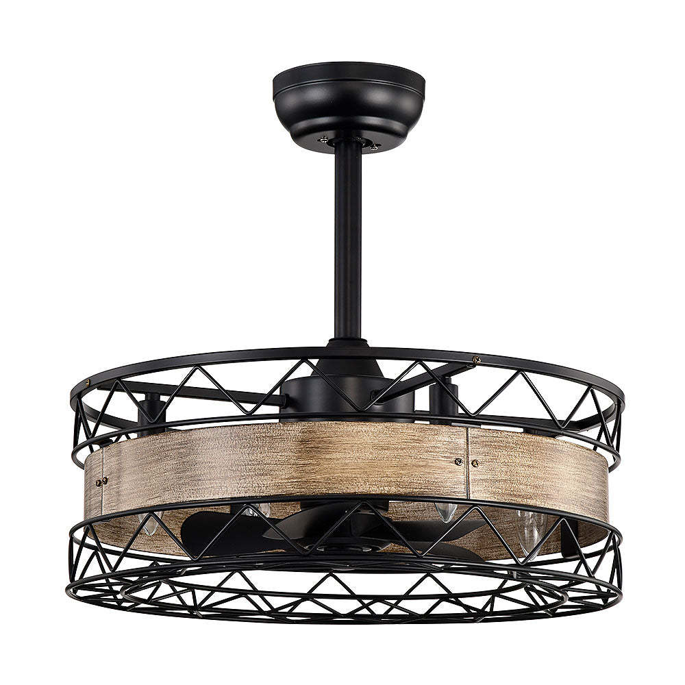 Natural Bedroom Black Ceiling Fan With Light And Remote -Homdiy