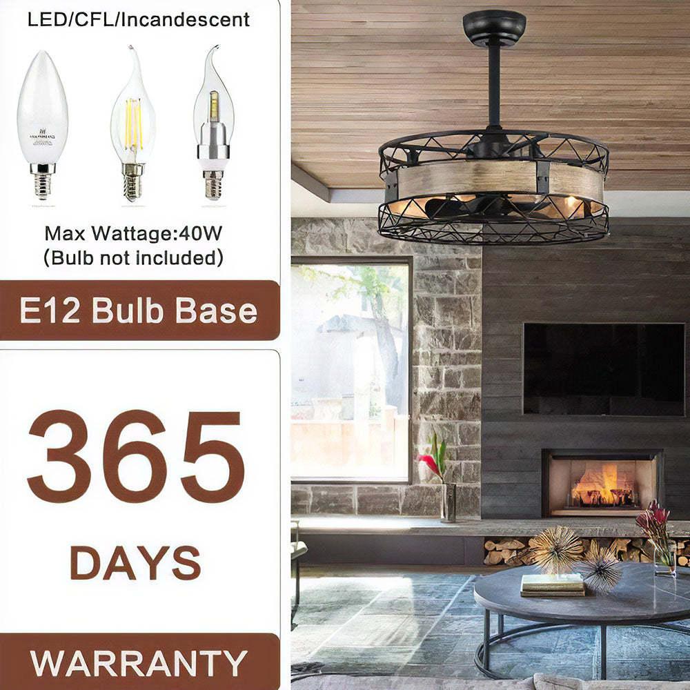 Natural Bedroom Black Ceiling Fan With Light And Remote -Homdiy