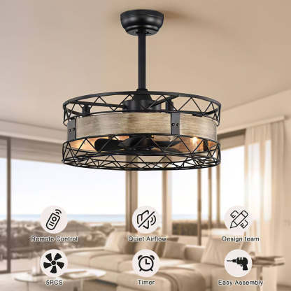 Homdiy Natural Bedroom Black Ceiling Fan With Light And