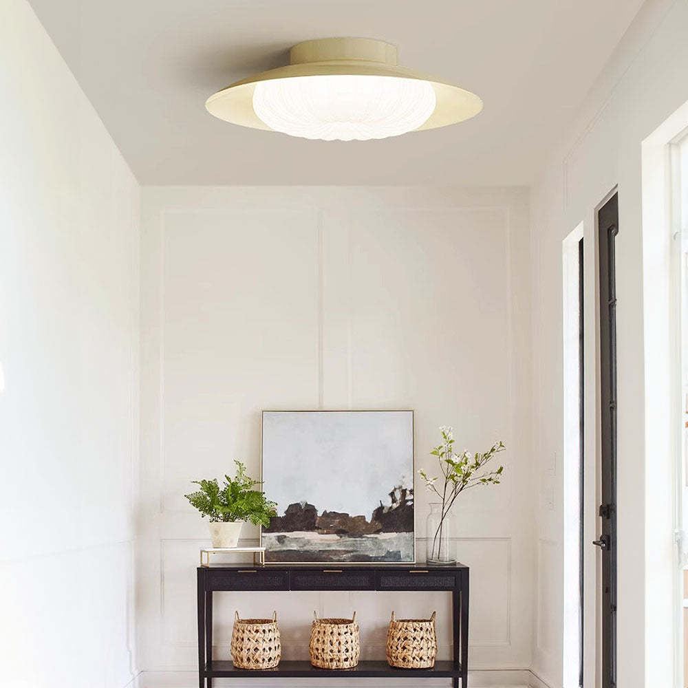 Contemporary Cream Semi Flush Hallway Ceiling Light -Homdiy