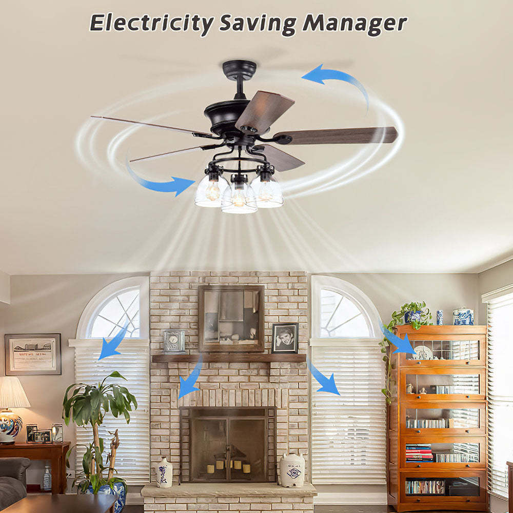 Minimalist 3 Head Ceiling Fan With Light And Remote -Homdiy