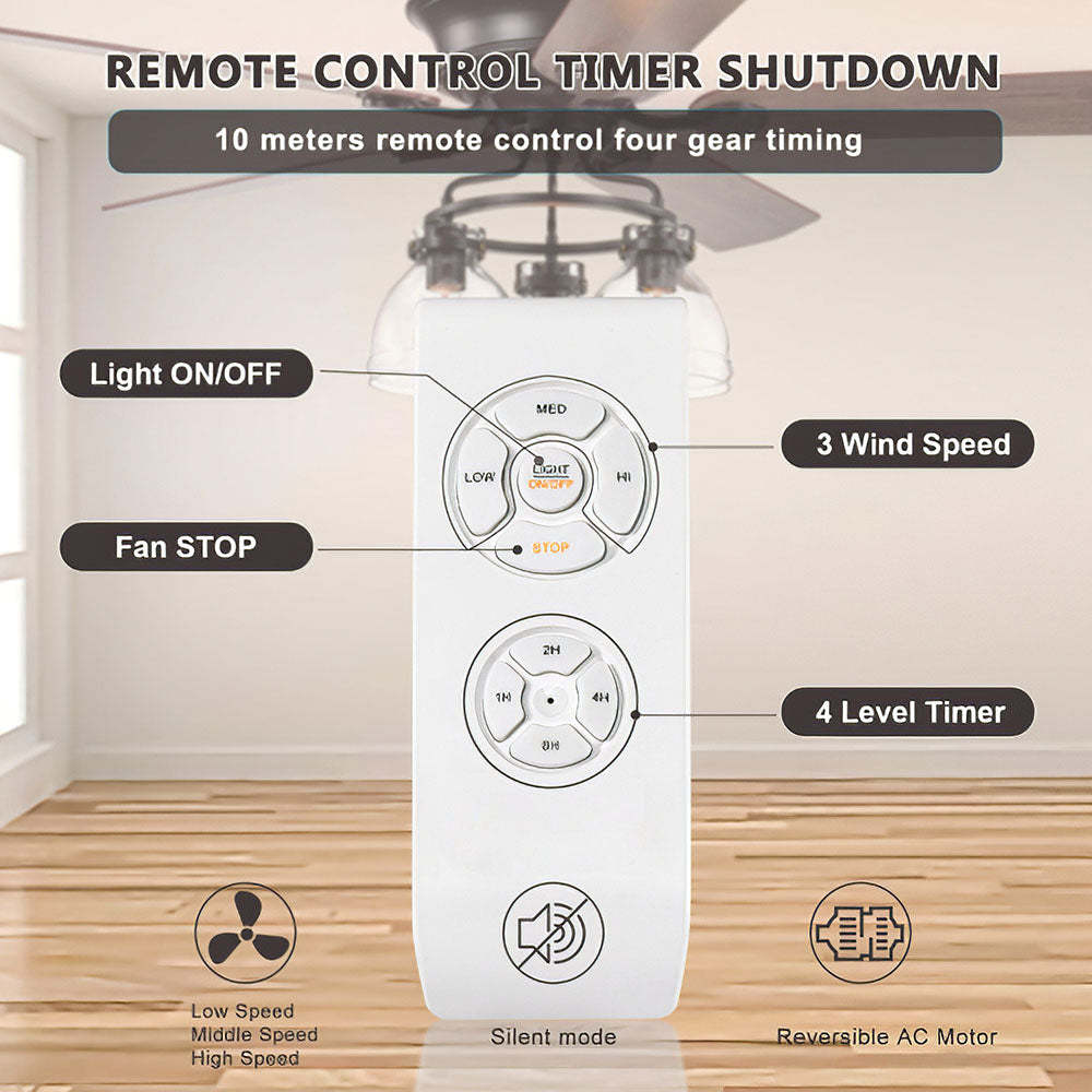 Minimalist 3 Head Ceiling Fan With Light And Remote -Homdiy
