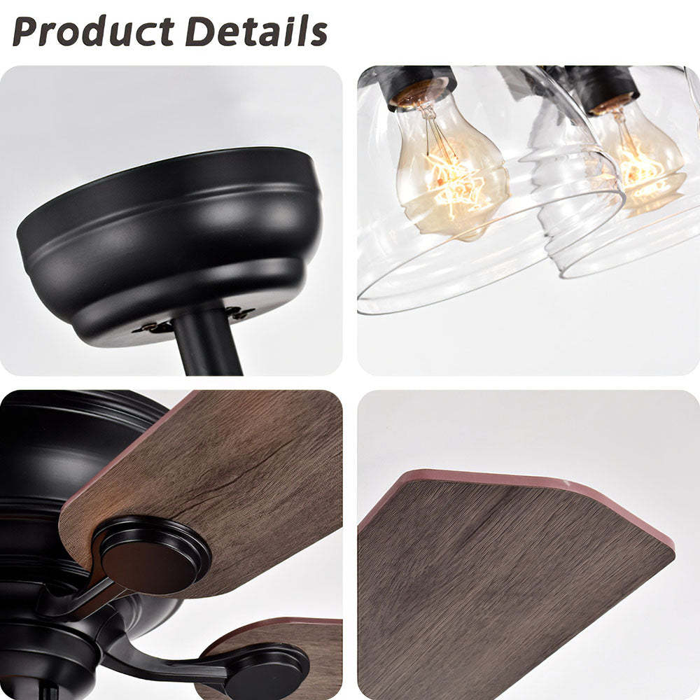 Minimalist 3 Head Ceiling Fan With Light And Remote -Homdiy