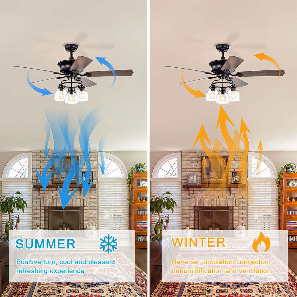 Minimalist 3 Head Ceiling Fan With Light And Remote -Homdiy