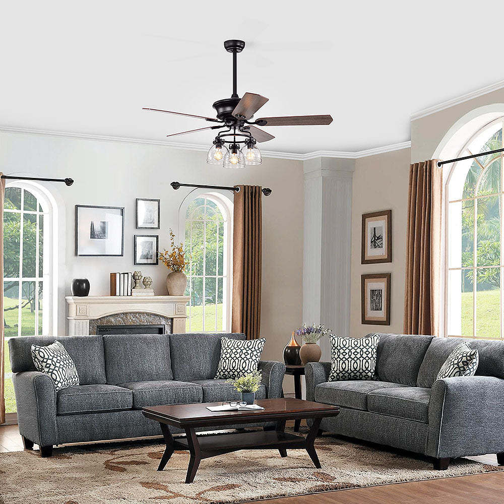 Minimalist 3 Head Ceiling Fan With Light And Remote -Homdiy