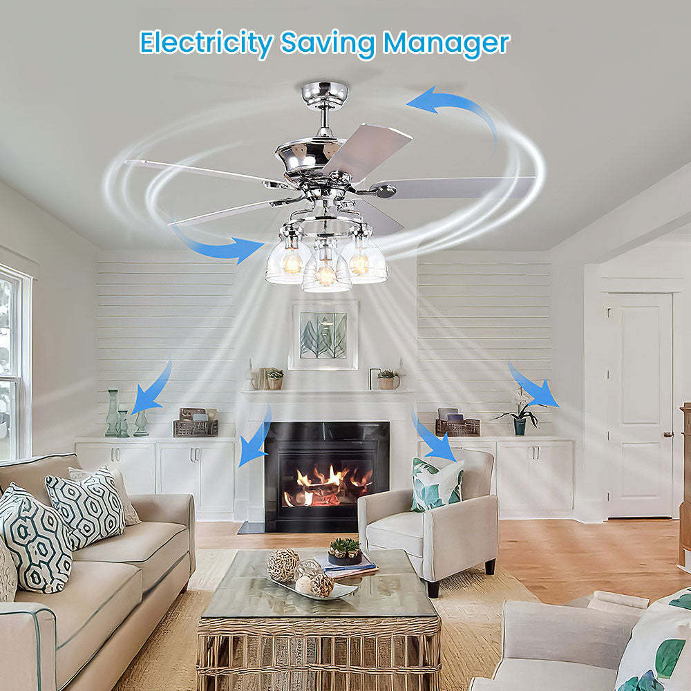 Minimalist 3 Head Ceiling Fan With Light And Remote -Homdiy