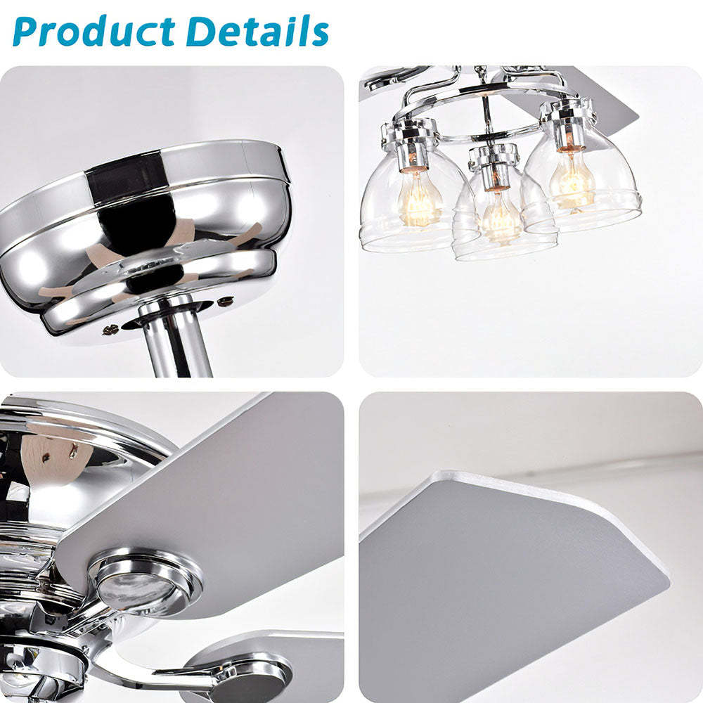 Minimalist 3 Head Ceiling Fan With Light And Remote -Homdiy