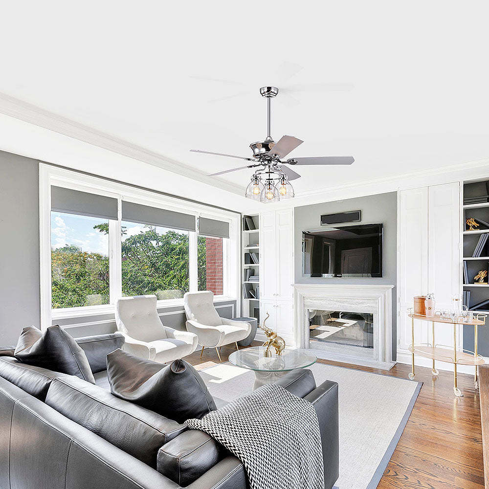 Minimalist 3 Head Ceiling Fan With Light And Remote -Homdiy