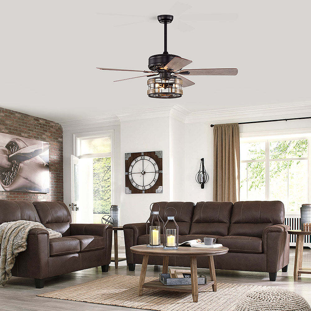 Retro Metal Bedroom Ceiling Fan With Light And Remote -Homdiy