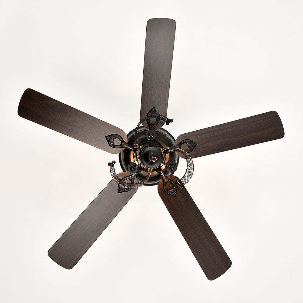 Industrial Iron Mesh Ceiling Fan With Light And Remote -Homdiy