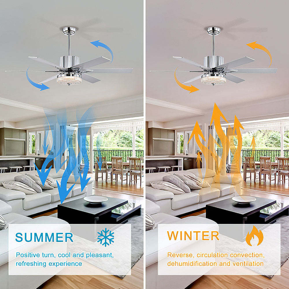 Contemporary Black Ceiling Fan With LED Light And Remote -Homdiy