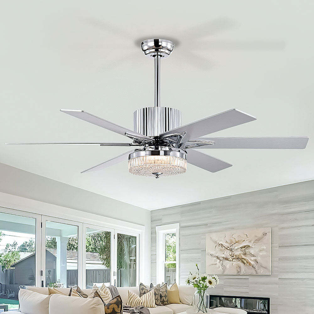 Contemporary Black Ceiling Fan With LED Light And Remote -Homdiy