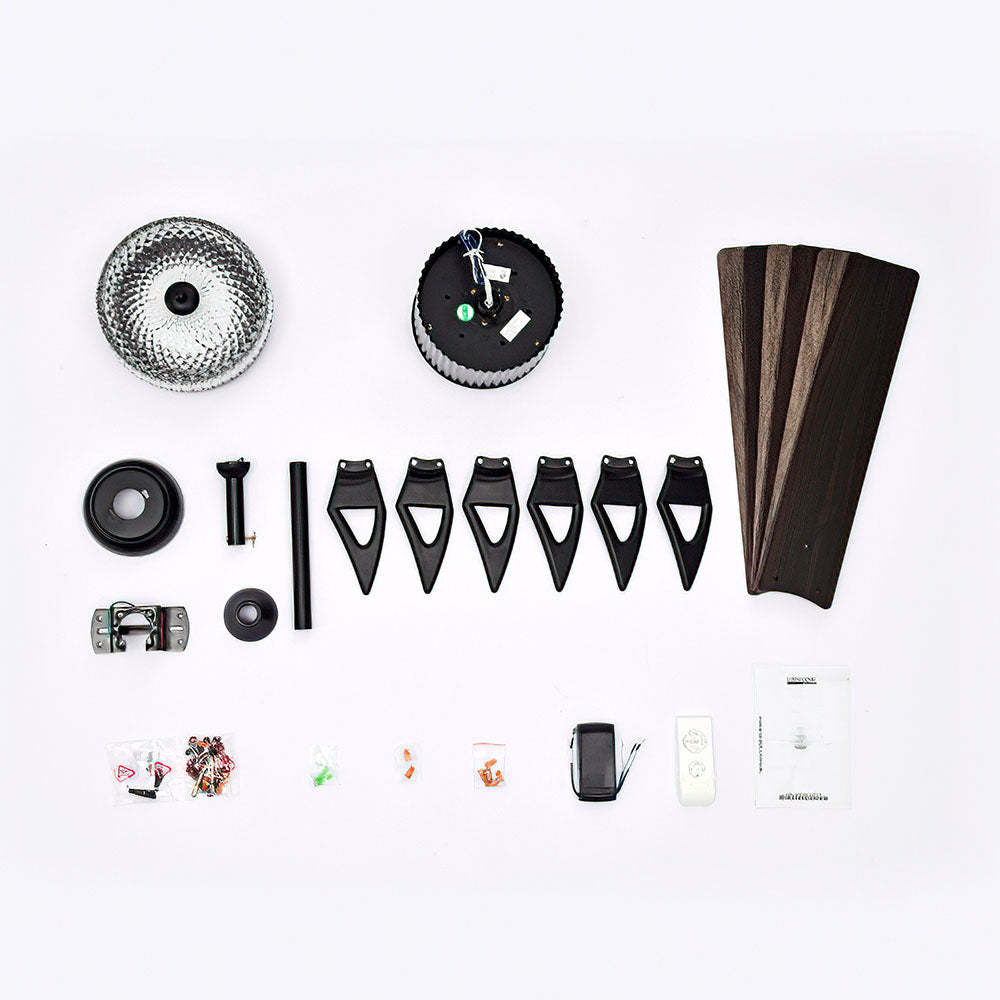 Contemporary Black Ceiling Fan With LED Light And Remote -Homdiy