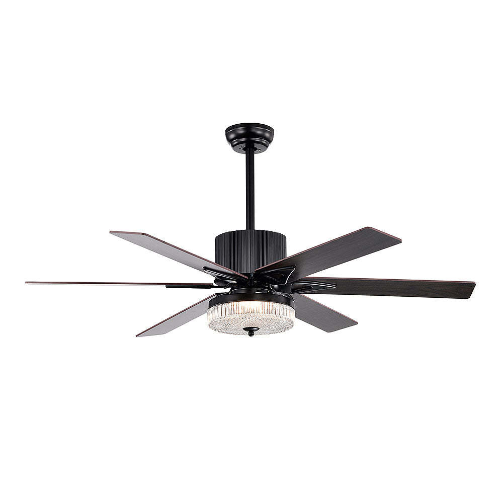 Contemporary Black Ceiling Fan With LED Light And Remote -Homdiy
