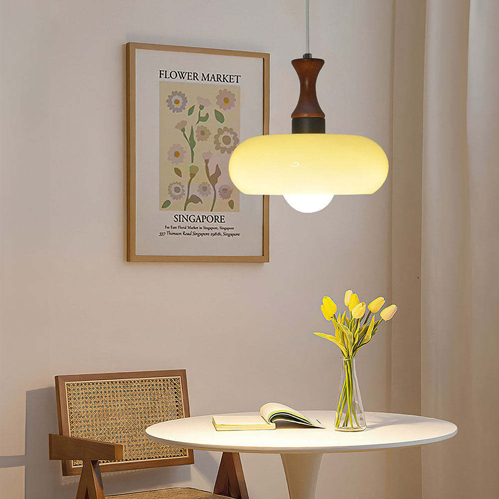 Retro Bauhaus Stained Round Glass Pendant Light -Homdiy