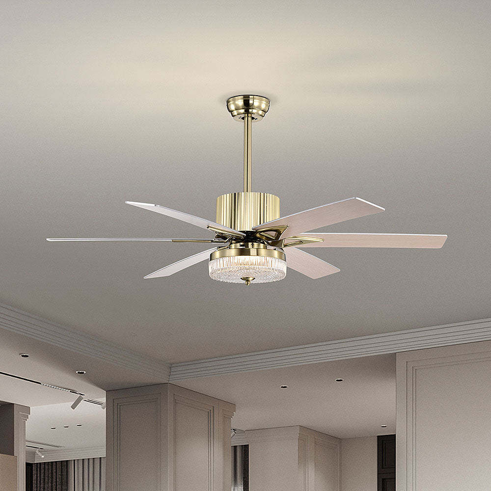 Contemporary Black Ceiling Fan With LED Light And Remote -Homdiy