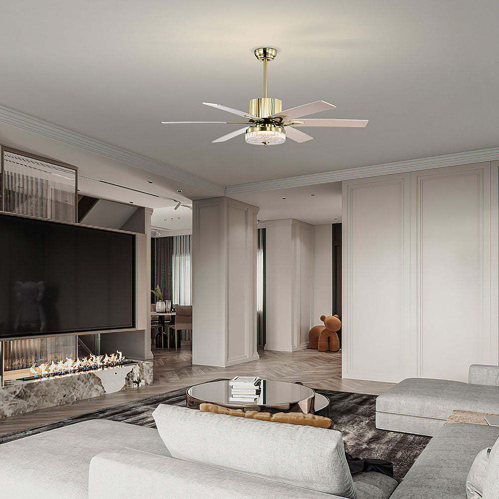 Contemporary Black Ceiling Fan With LED Light And Remote -Homdiy