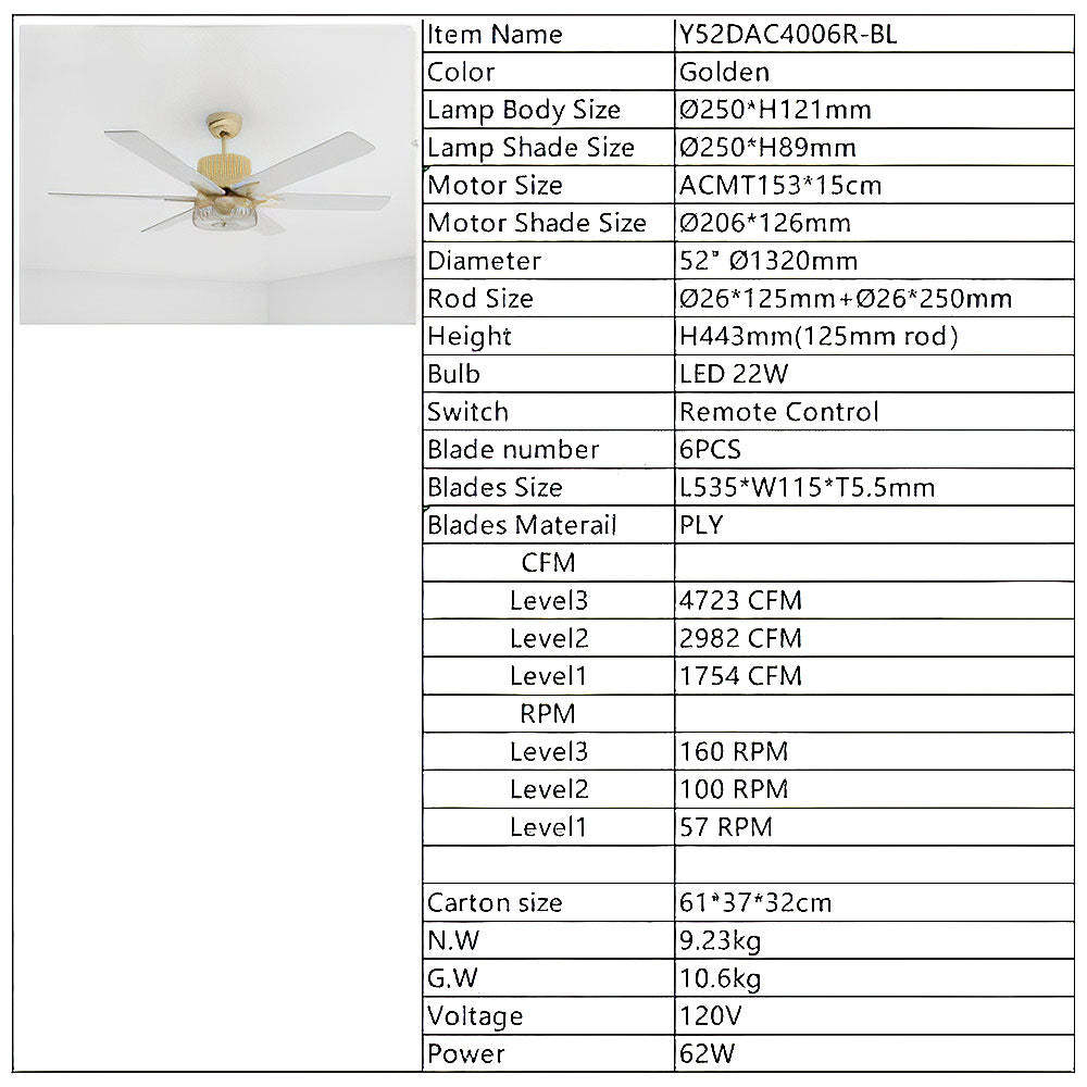 Contemporary Black Ceiling Fan With LED Light And Remote -Homdiy