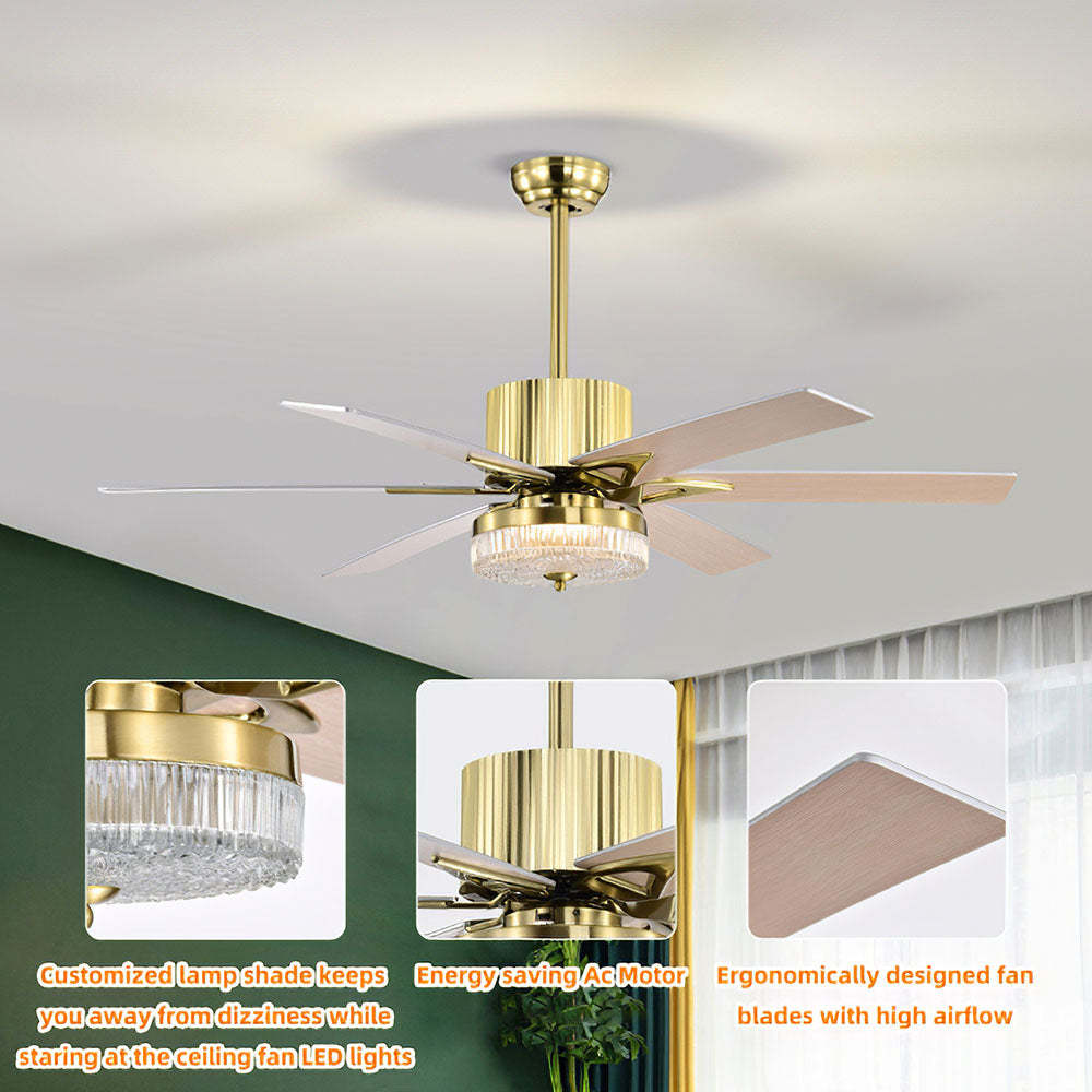 Contemporary Black Ceiling Fan With LED Light And Remote -Homdiy