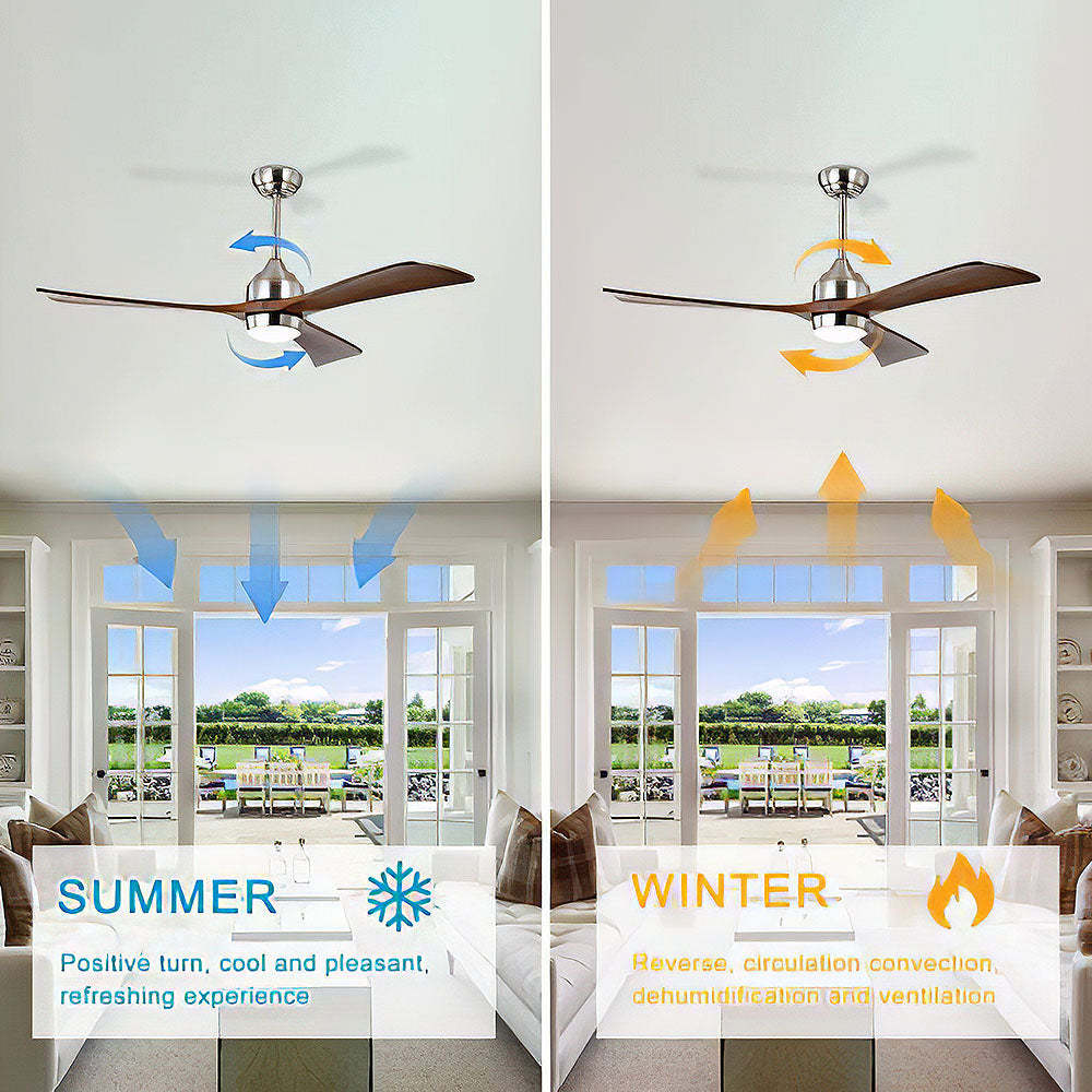 Minimalist Wood Ceiling Fan With LED Light And Remote -Homdiy