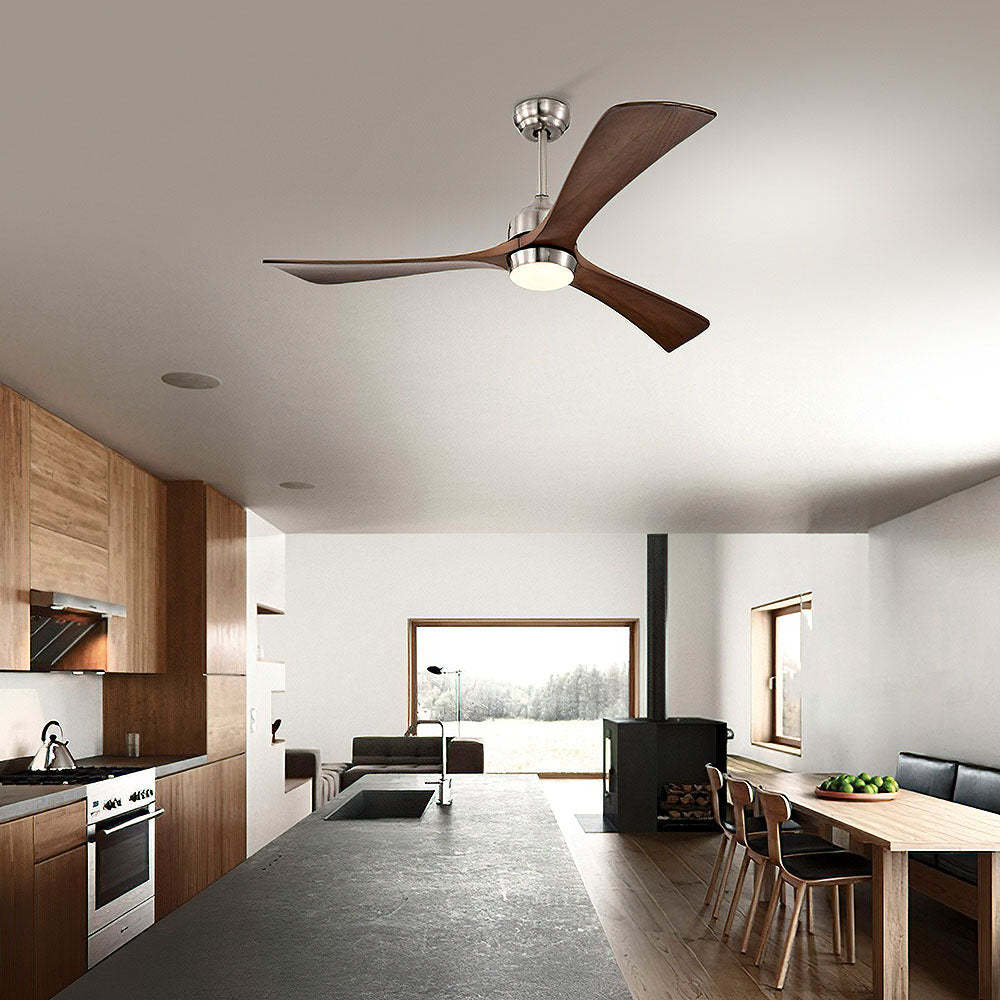 Minimalist Wood Ceiling Fan With LED Light And Remote -Homdiy