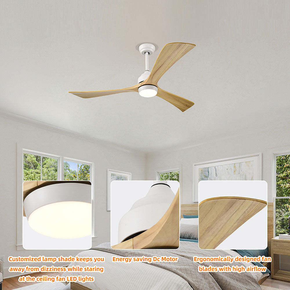 Minimalist Wood Ceiling Fan With LED Light And Remote -Homdiy