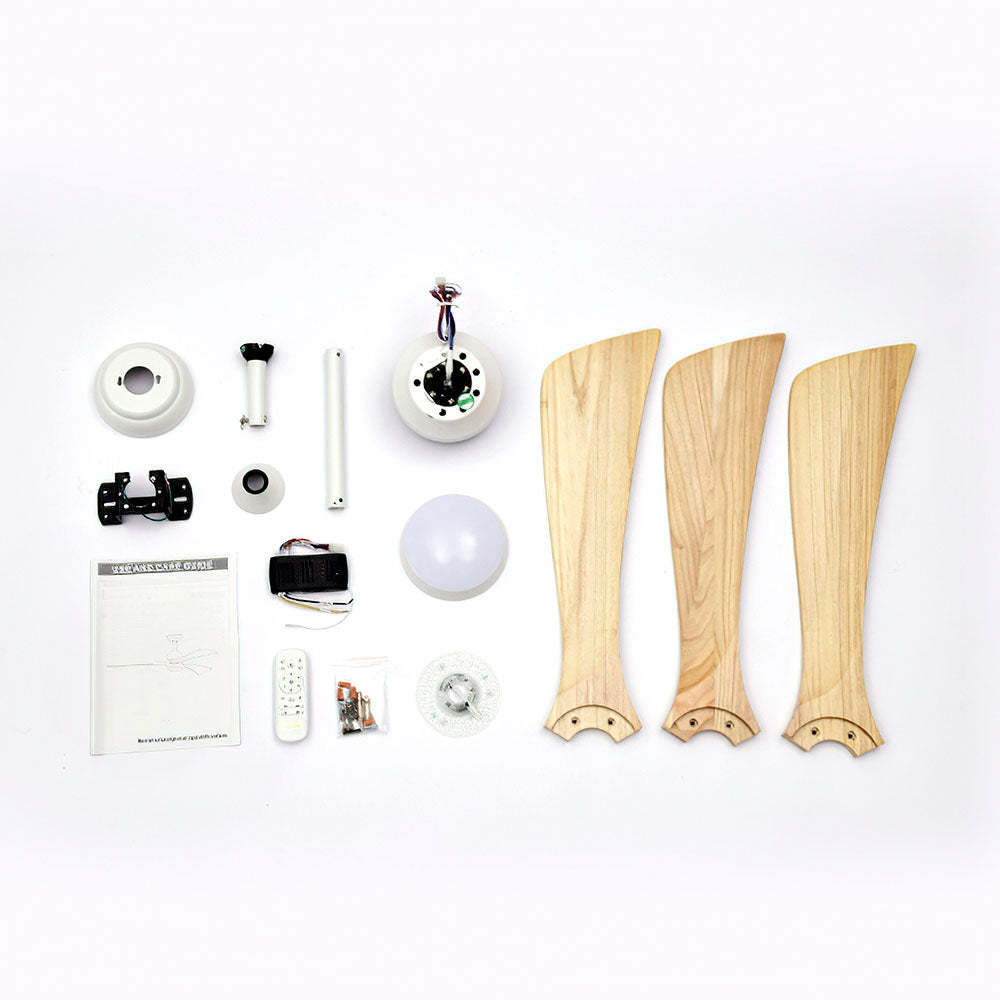 Minimalist Wood Ceiling Fan With LED Light And Remote -Homdiy