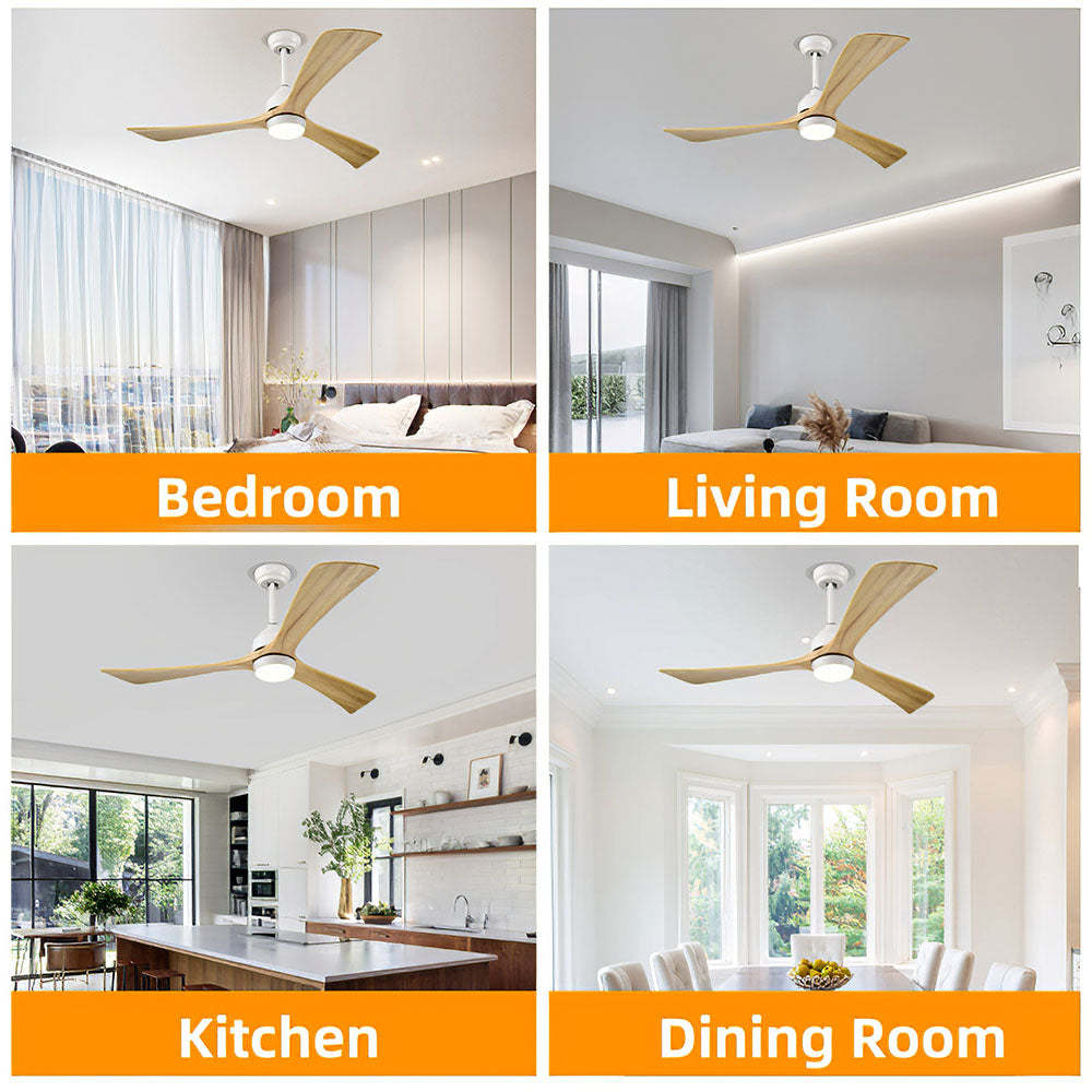 Minimalist Wood Ceiling Fan With LED Light And Remote -Homdiy