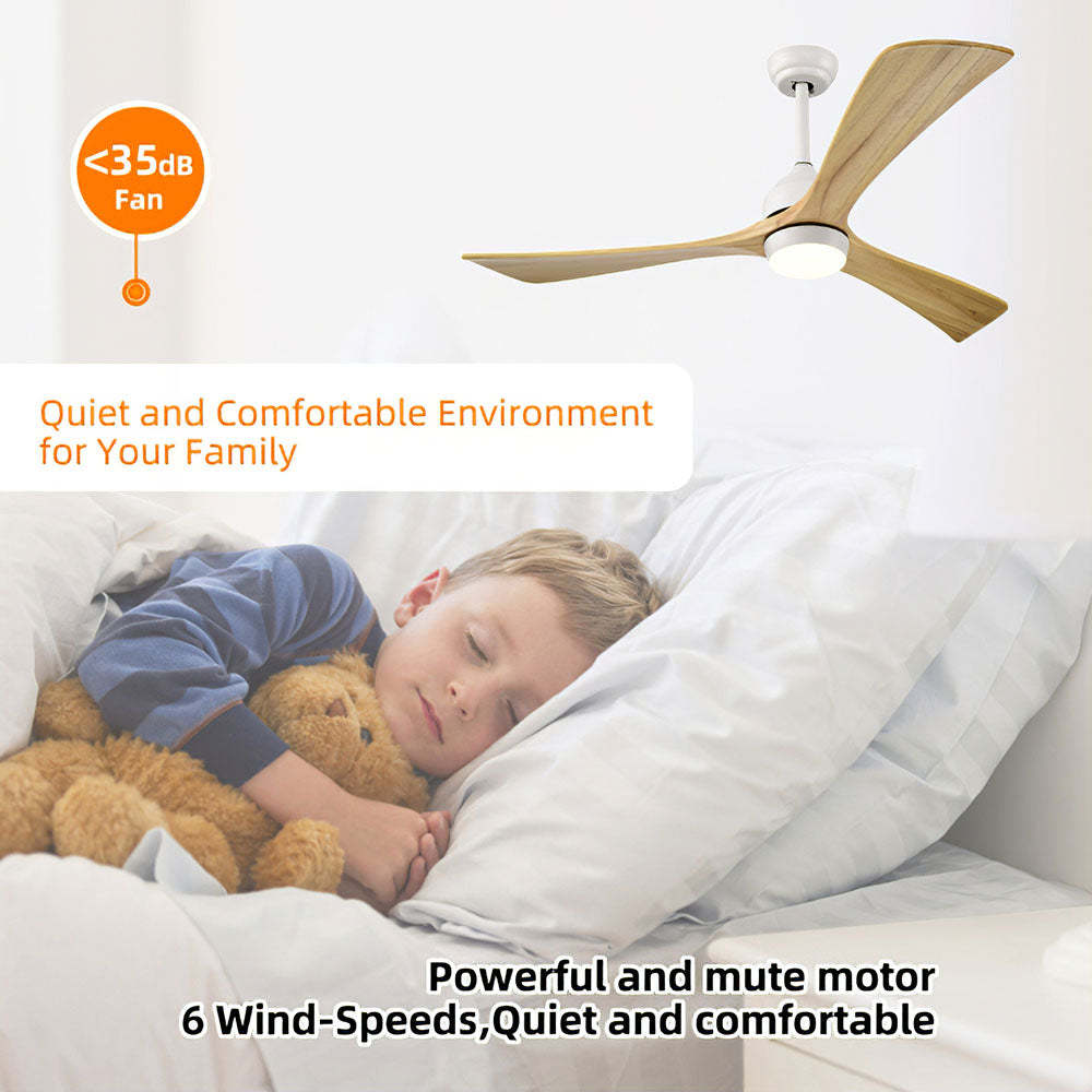 Minimalist Wood Ceiling Fan With LED Light And Remote -Homdiy