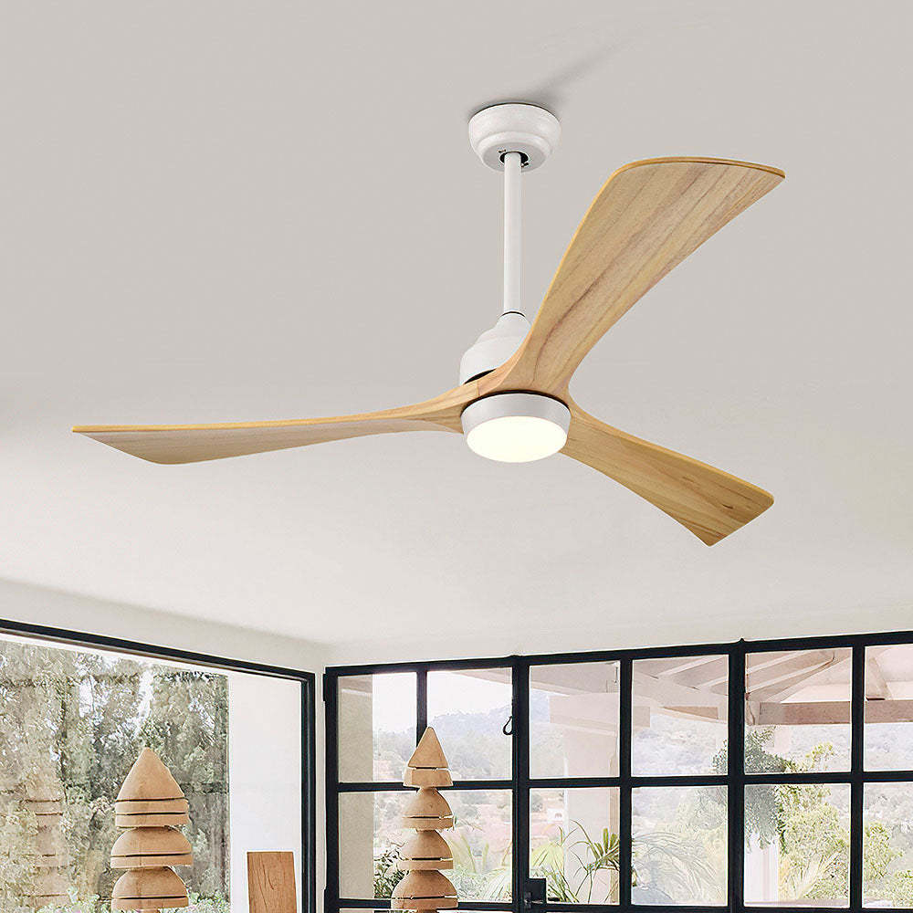 Minimalist Wood Ceiling Fan With LED Light And Remote -Homdiy
