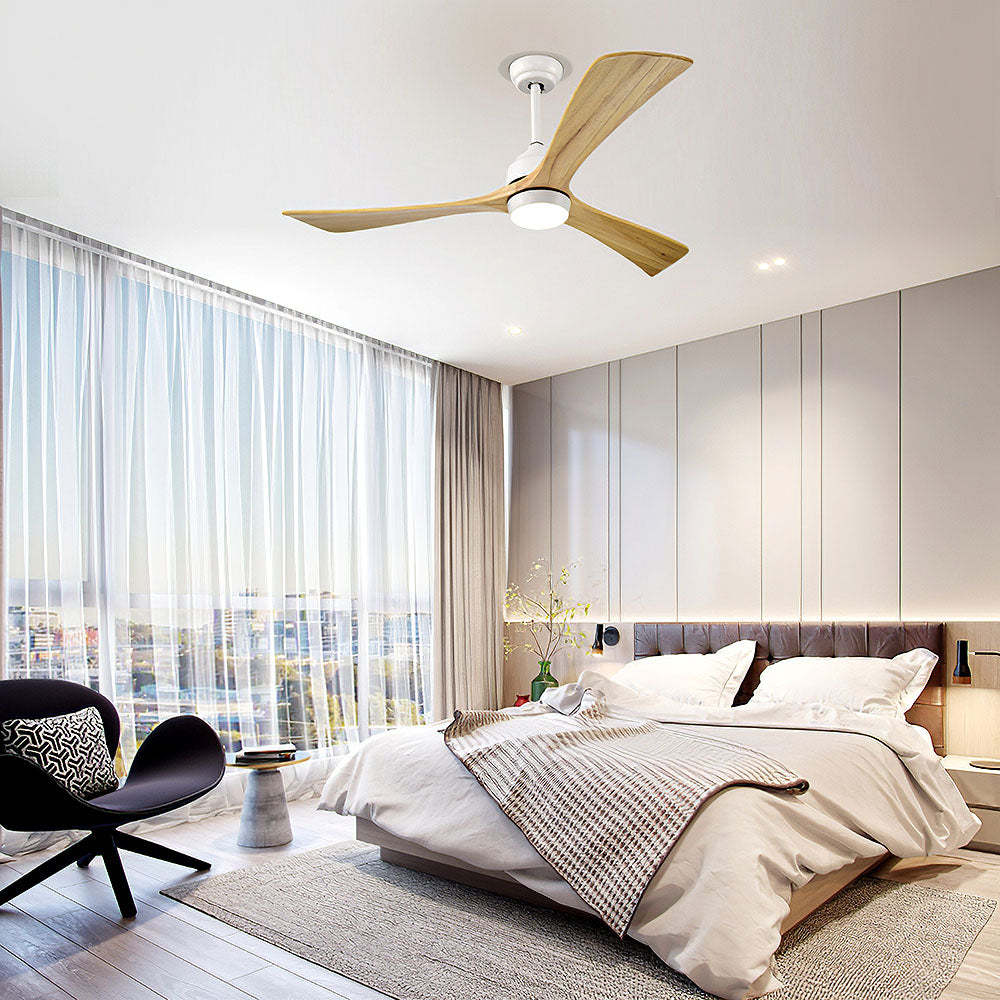 Minimalist Wood Ceiling Fan With LED Light And Remote -Homdiy