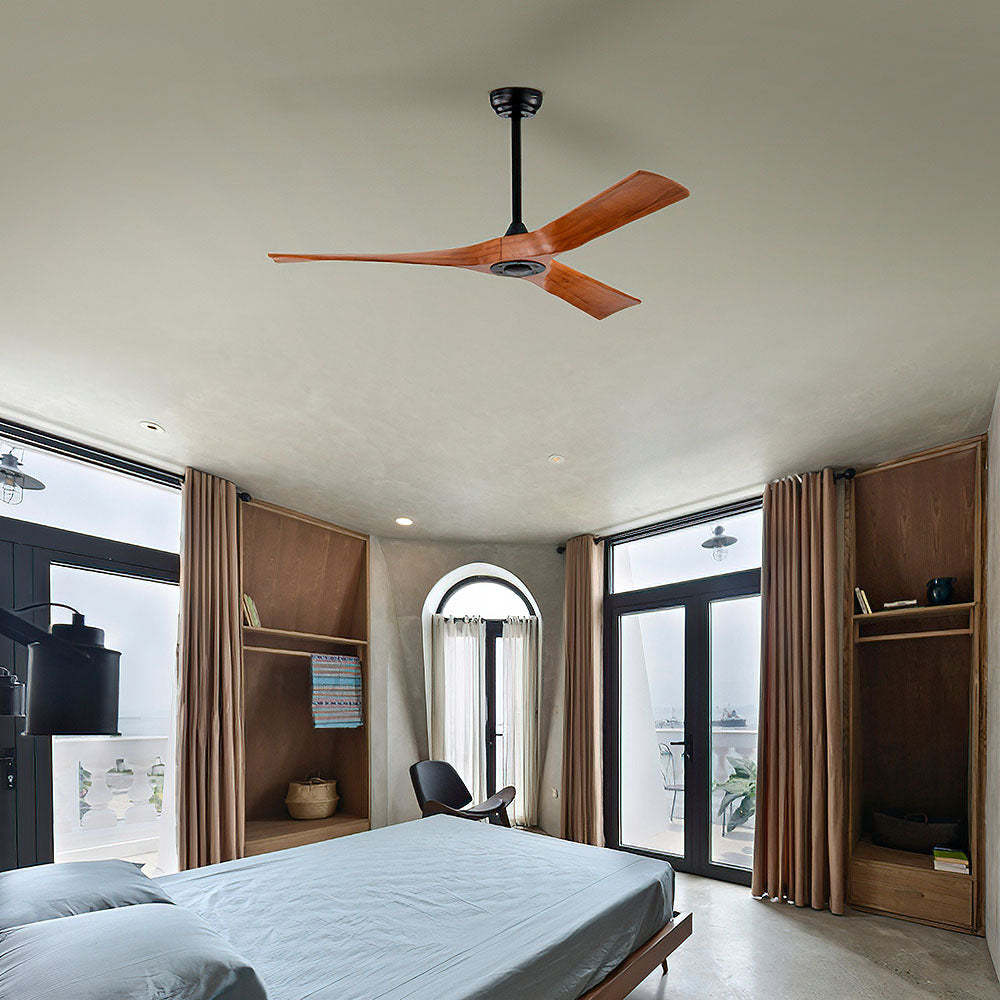 Natural Simple Wooden Ceiling Fan With No Light -Homdiy