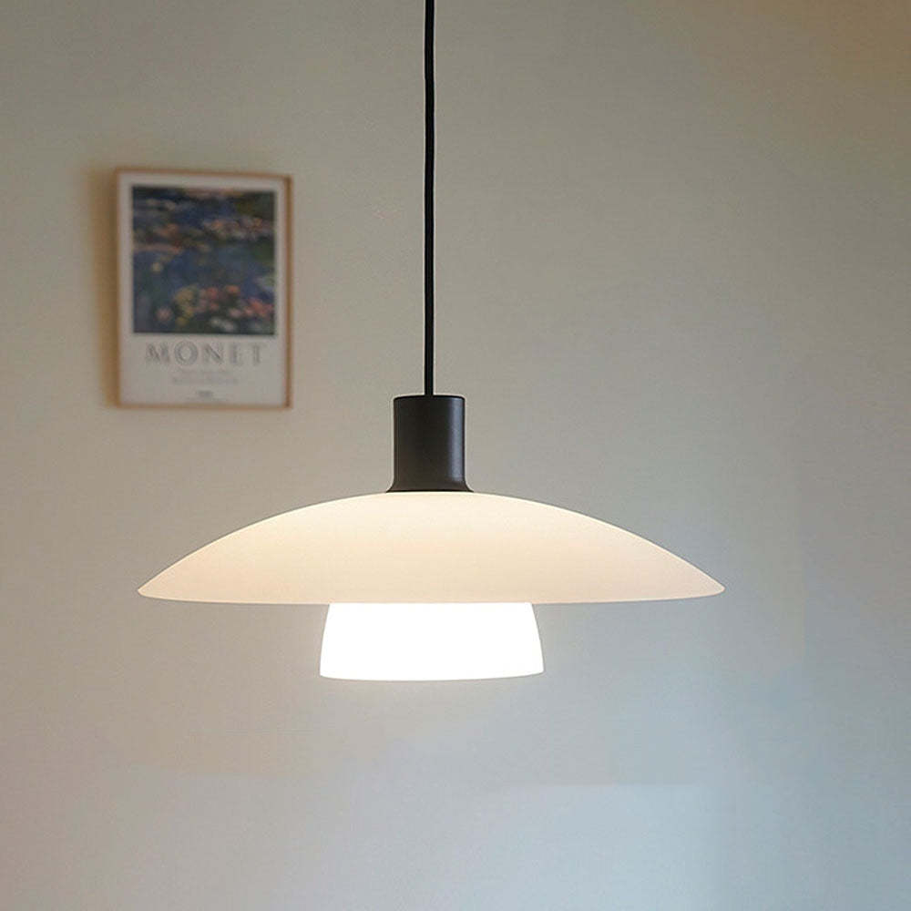 Minimalist White Disc Glass Pendant Light -Homdiy