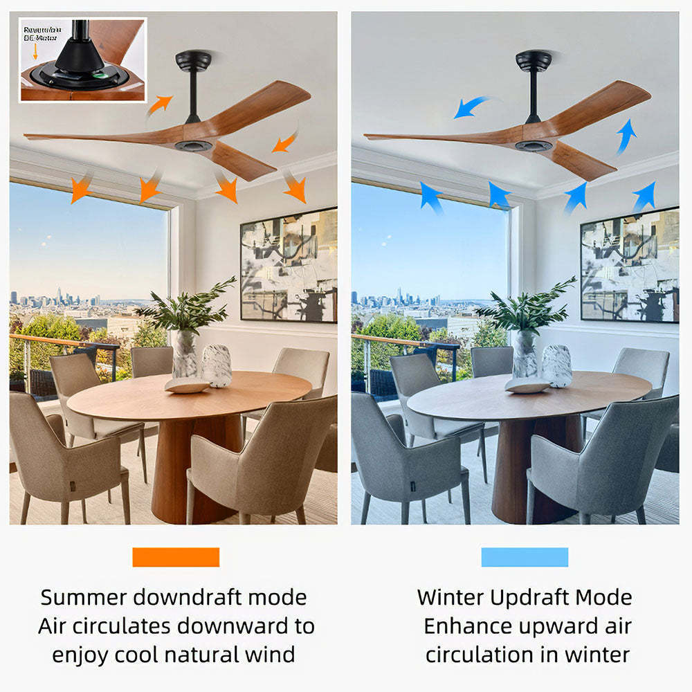 Natural Simple Wooden Ceiling Fan With No Light -Homdiy