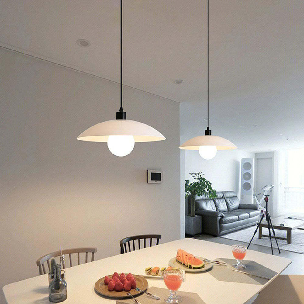 Minimalist White Disc Glass Pendant Light -Homdiy