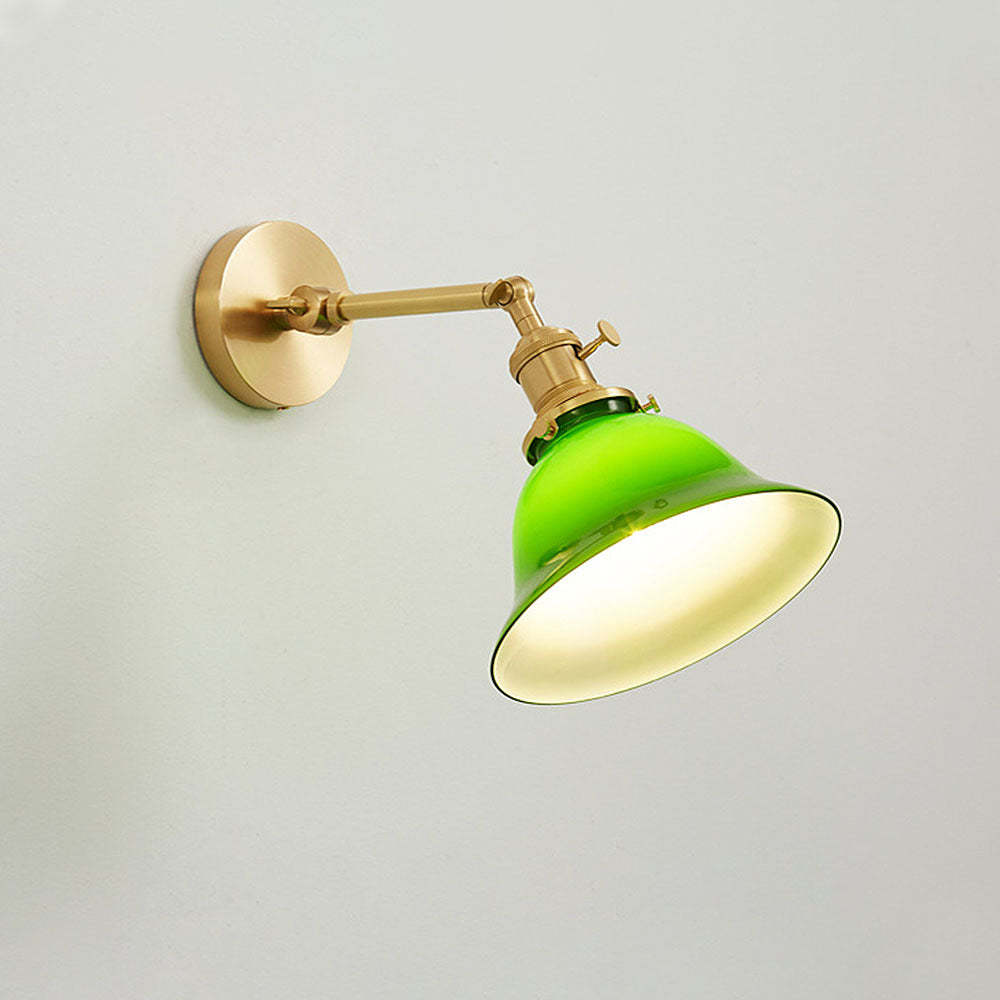 Vintage Swing Arm Adjustable Green Glass Wall Light -Homdiy