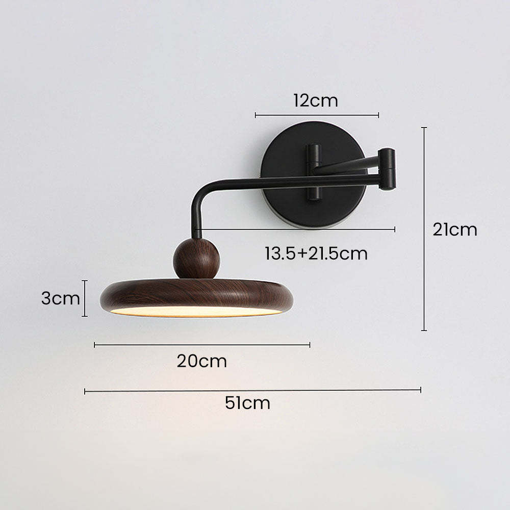 Homdiy Wall Lights Modern Wood Swing Arm Adjustable Bedside Wall