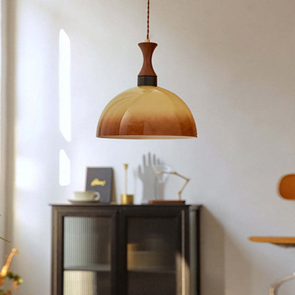 Retro Amber Glass Farmhouse Pendant Light -Homdiy