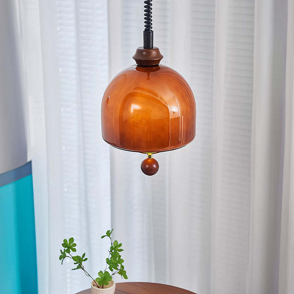Vintage Amber Glass Lantern LED Pendant Light -Homdiy