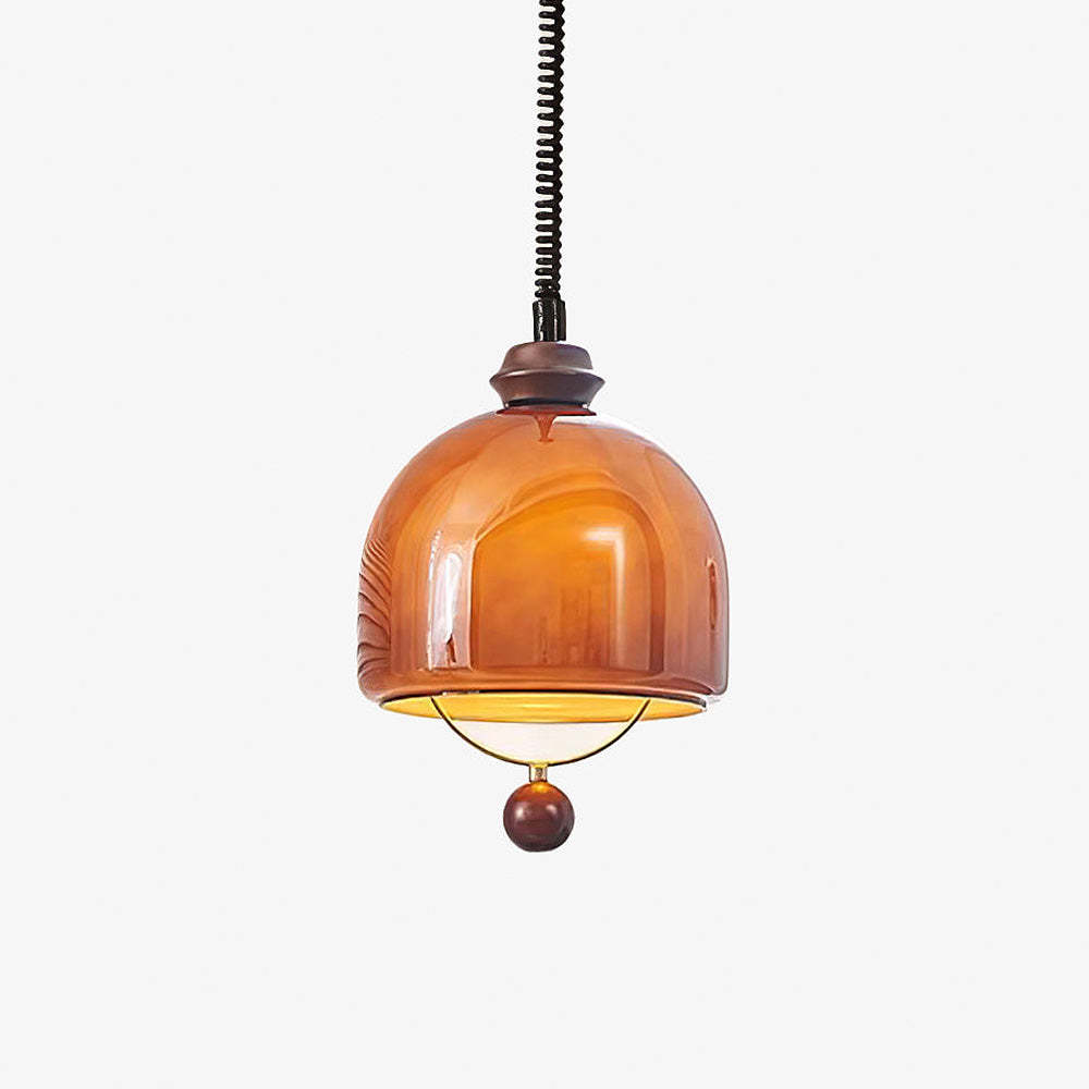 Vintage Amber Glass Lantern LED Pendant Light -Homdiy