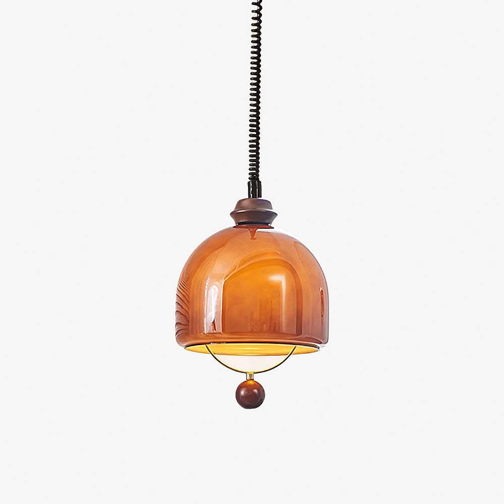 Vintage Amber Glass Lantern LED Pendant Light -Homdiy