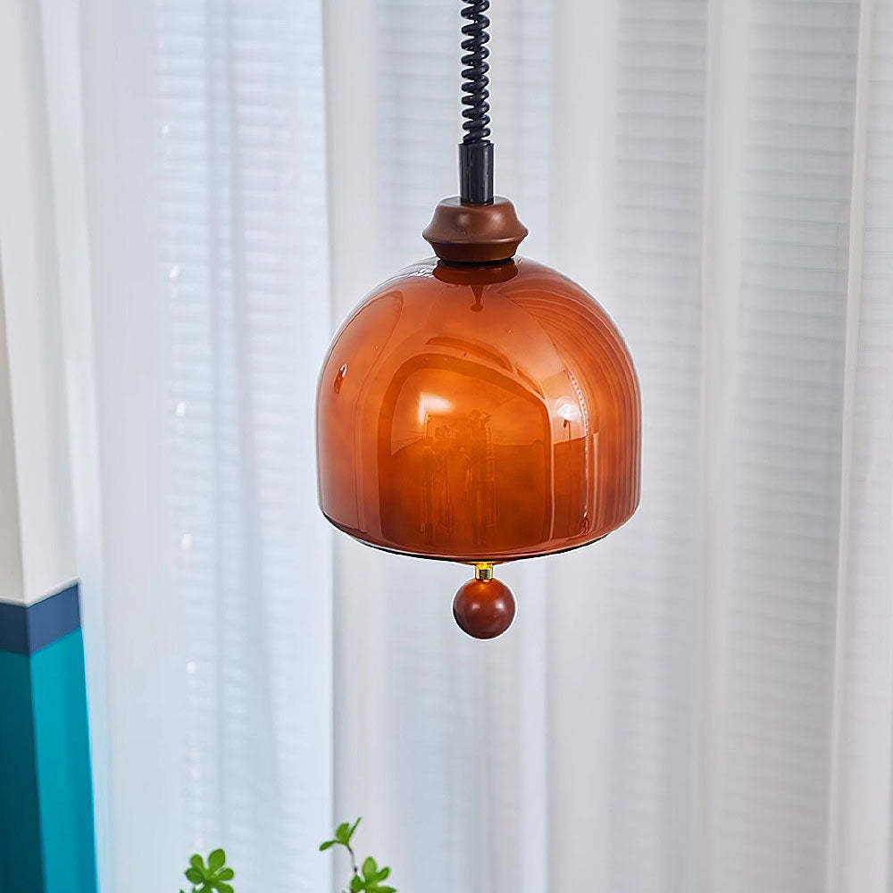Vintage Amber Glass Lantern LED Pendant Light -Homdiy